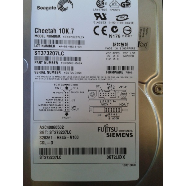 Disco Duro SEAGATE ST373207LC SCSI 3.5" 72 Gigas 10 Krpm