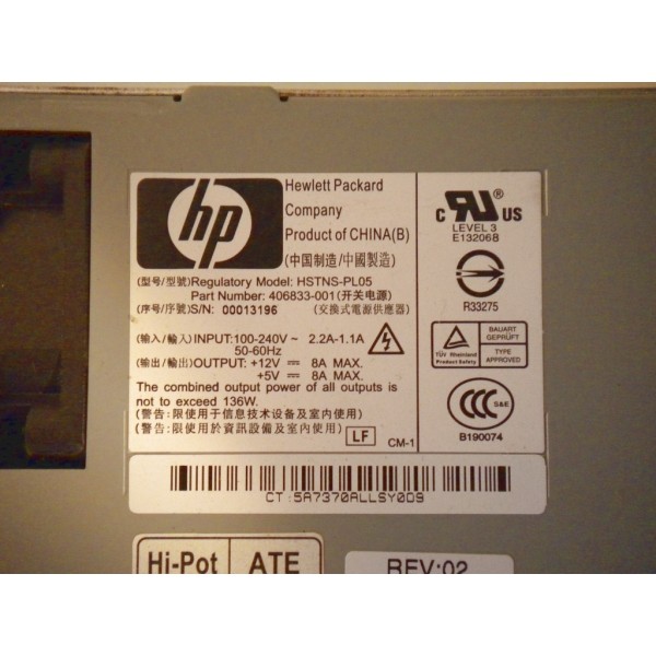 Alimentation pour Hp Storageworks Ref : HSTNS-PL05