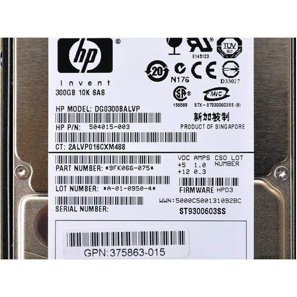 Disque Dur Hp SAS 2.5 10Krpm 300 Gb 504015-003