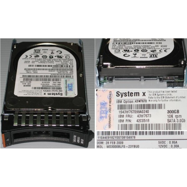 Disco Duro IBM 43W7673 SATA 2.5" 300 Gigas 10 Krpm