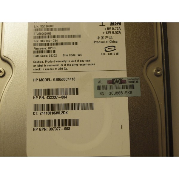 Disco Duro HP 395501-002 SATA 3.5" 500 Gigas 7200 Rpm