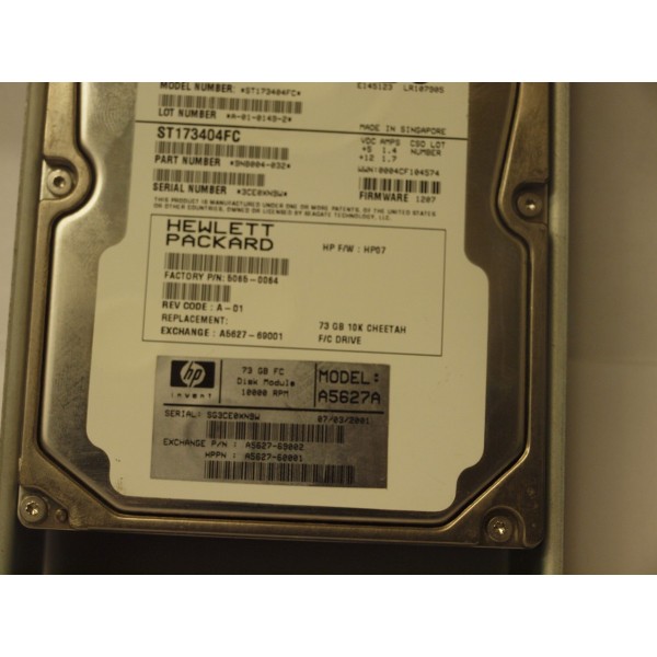 Hard Drive HP A5627-60001 FIBRE 3.5" 72 Gigas 10 Krpm