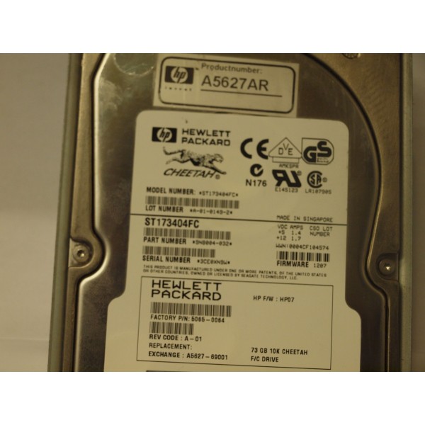 Hard Drive HP A5627-60001 FIBRE 3.5" 72 Gigas 10 Krpm