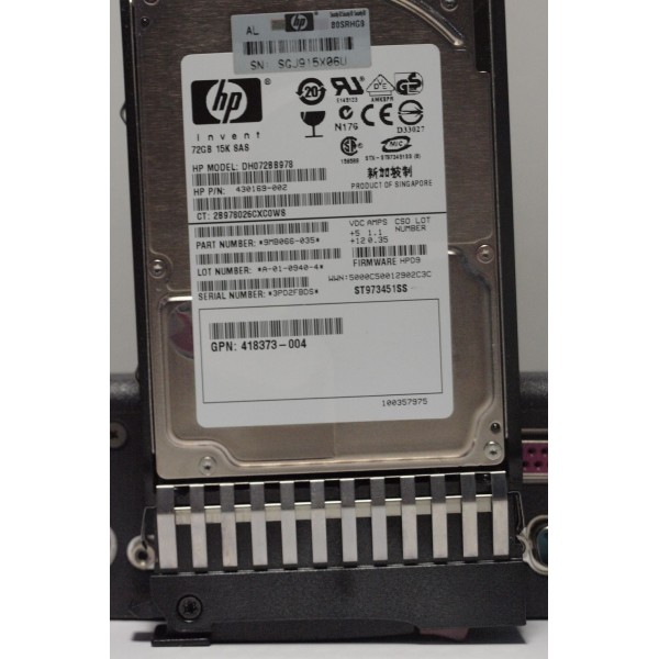 Disque Dur Hp SAS 2.5 15Krpm 72 Gb 432321-001