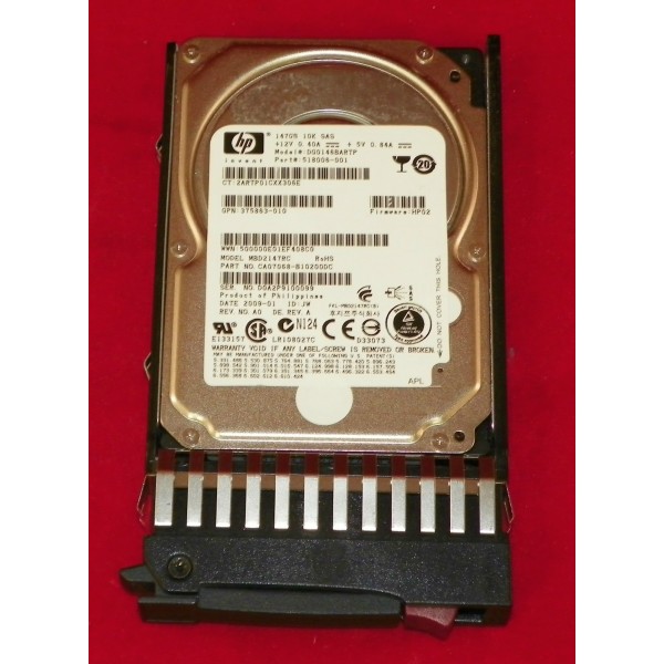 Disque dur HP 518006-001 SAS 2.5" 146 Gigas 10 Krpm