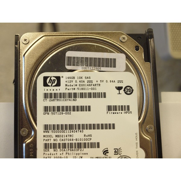 Disque Dur Hp SAS 2.5 10Krpm 146 Gb 518011-001