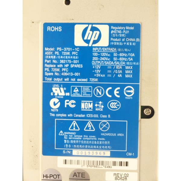 Fuente de Alimentacion HP 406413-001 para Proliant ML350