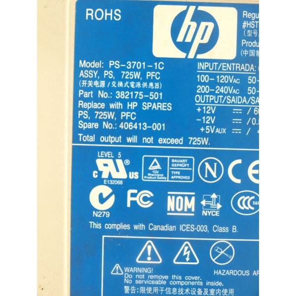 Fuente de Alimentacion HP 406413-001 para Proliant ML350