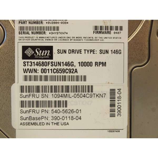 Disco Duro SUN 540-5626-01 FIBRE 3.5" 146 Gigas 10 Krpm