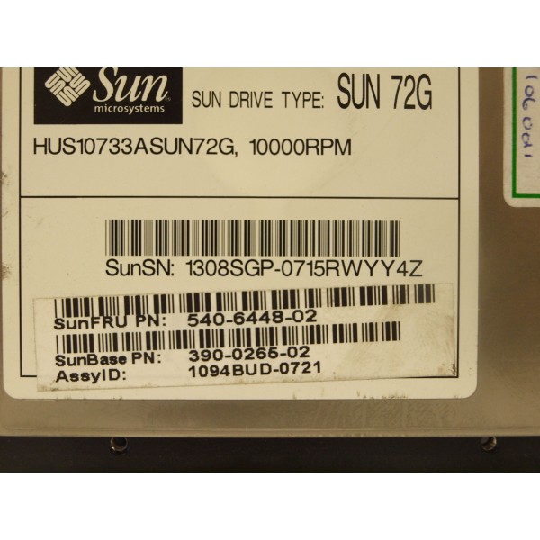 Hard Drive SUN 540-6448-02 SCSI 3.5" 72 Gigas 10 Krpm