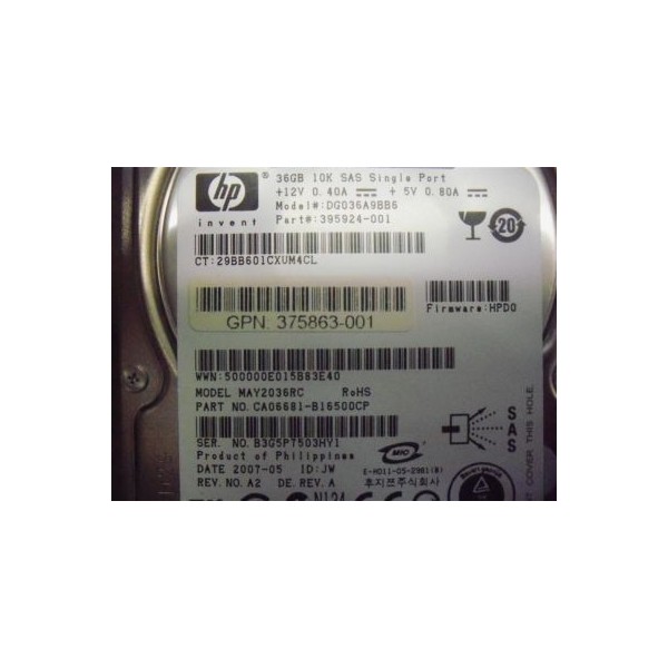 Disque dur HP 375863-001 SAS 2.5" 36 Gigas 10 Krpm