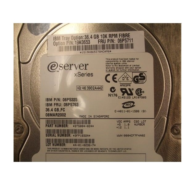 Disco Duro IBM 06P5325 FIBRE 3.5" 36 Gigas 10 Krpm