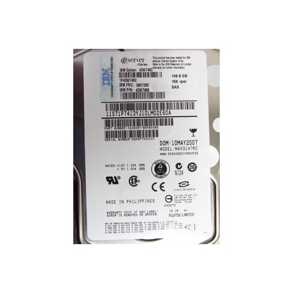 Disco Duro IBM 43W7488 SAS 3.5" 146 Gigas 15 Krpm